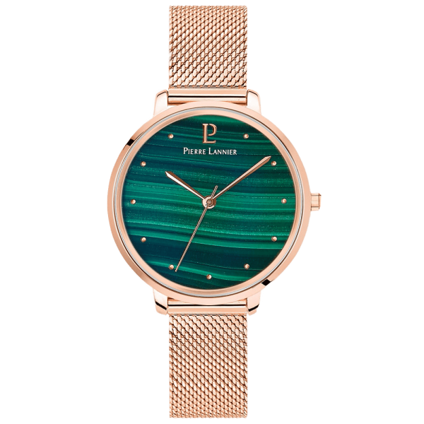 ELARA Cadran Vert Bracelet Acier milanais Doré-rose